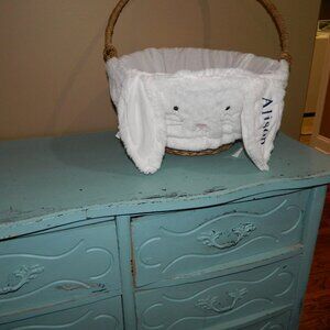 Pottery Barn Kids Long Ear Fur Rabbit "Alison" Large Easter Basket Liner (D-6)